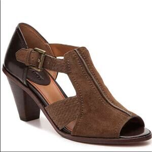 H.S. Trask Ginger Suede Brown Heeled Sandals